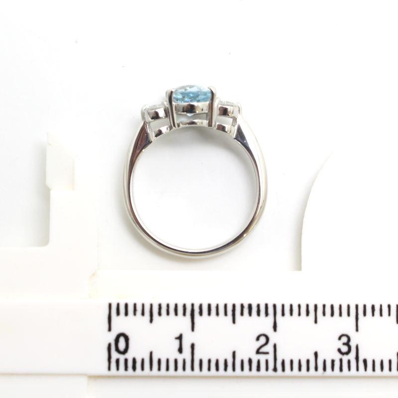 Pt900 アクアマリンリング 1.10ct ダイヤモンド 0.20ct プラチナ 7.5号 