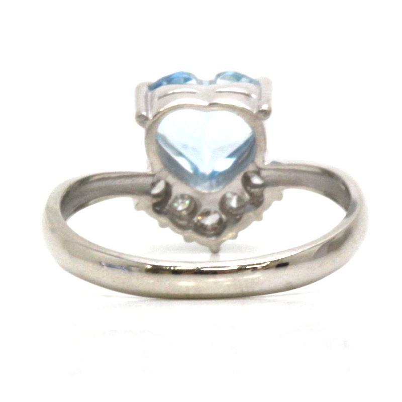 アクアマリンリング ハート 指輪 9.5号 0.82ct ダイヤモンド 0.12ct