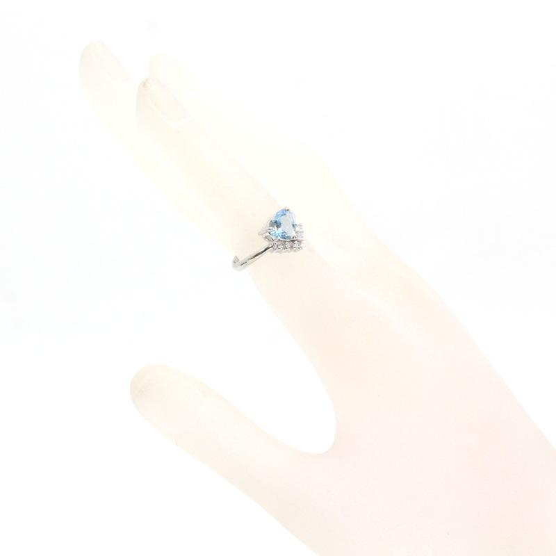 アクアマリンリング ハート 指輪 9.5号 0.82ct ダイヤモンド 0.12ct