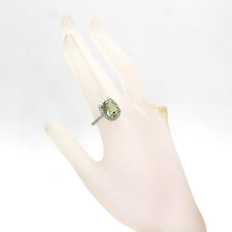 Pt900 グリーンベリルリング 17.5号 6.557ct ダイヤモンド 1.24ct