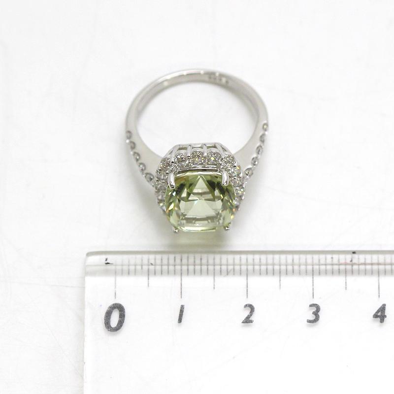 Pt900 グリーンベリルリング 17.5号 6.557ct ダイヤモンド 1.24ct