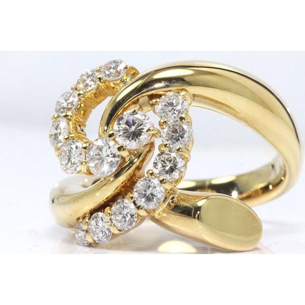 ダイヤモンド リング K18 1.02ct 12号 18金 イエローゴールド 指輪