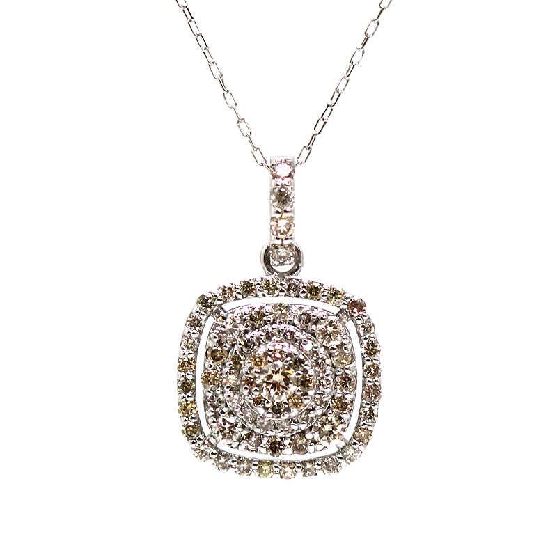 K18WG ダイヤモンドネックレス 約45cm 0.40ct 約1.6g 18金