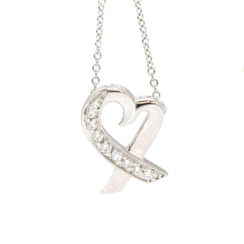 ティファニー　ラビングハートネックレス　ダイヤ　k18wg ホワイトゴールド TIFFANY&Co.（ティファニー） ラビングハートネックレス ダイヤモンド