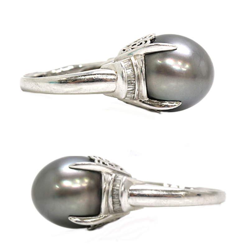 パールリング 指輪 真珠 パール 16mm ダイヤモンド 0.35ct プラチナ 