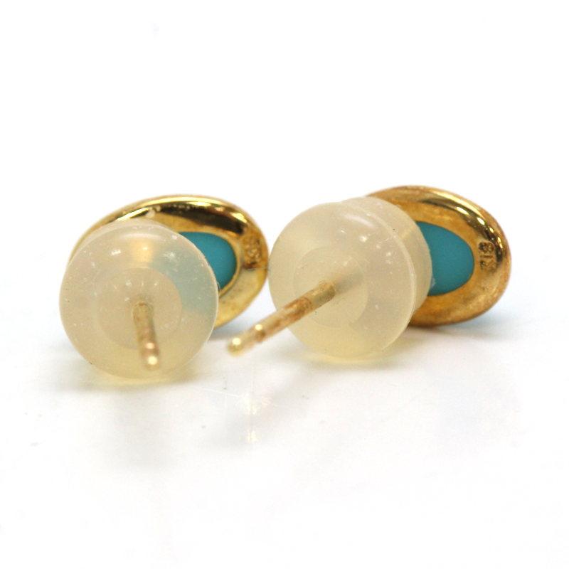 K18YG ターコイズピアス 18金 イエローゴールド トルコ石 約0.9g 両耳 