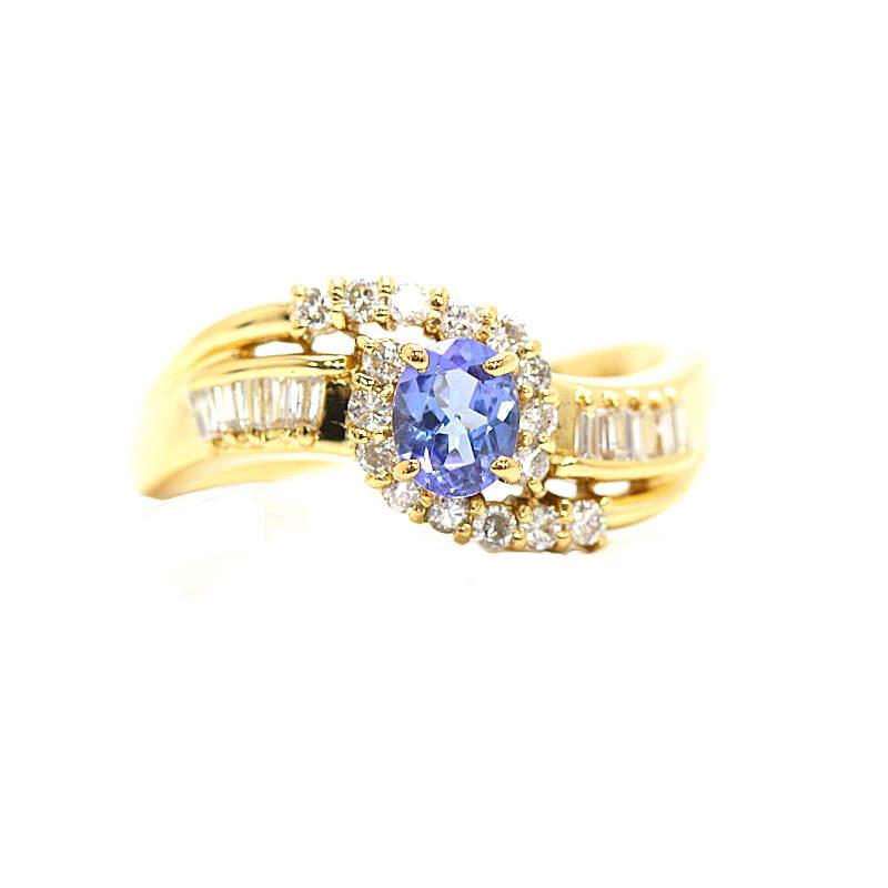 タンザナイトリング 指輪 0.41ct ダイヤモンド 0.34ct 18金