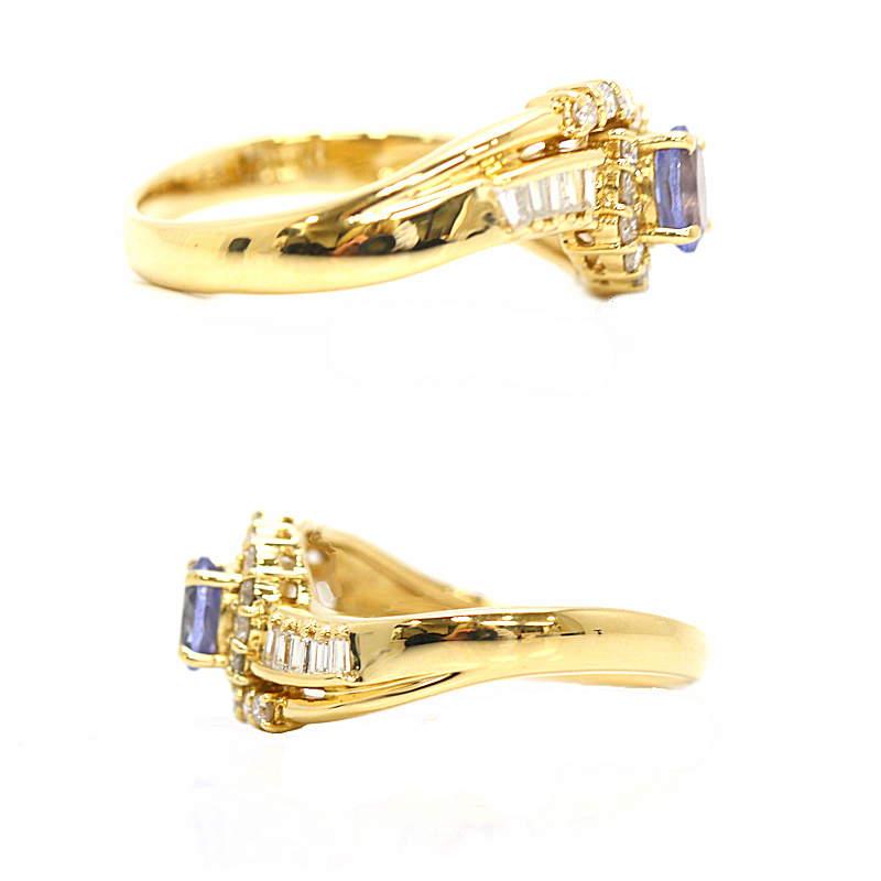 タンザナイトリング 指輪 0.41ct ダイヤモンド 0.34ct 18金イエロー
