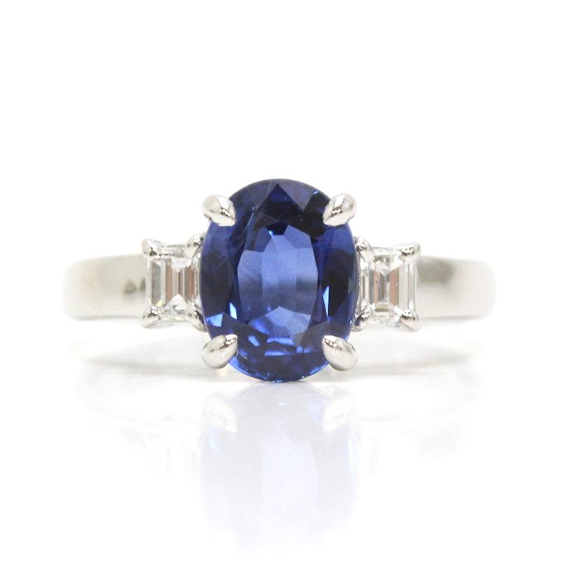 Pt900 サファイアリング ダイヤモンド プラチナ 2.33/0.28ct 13号 約 
