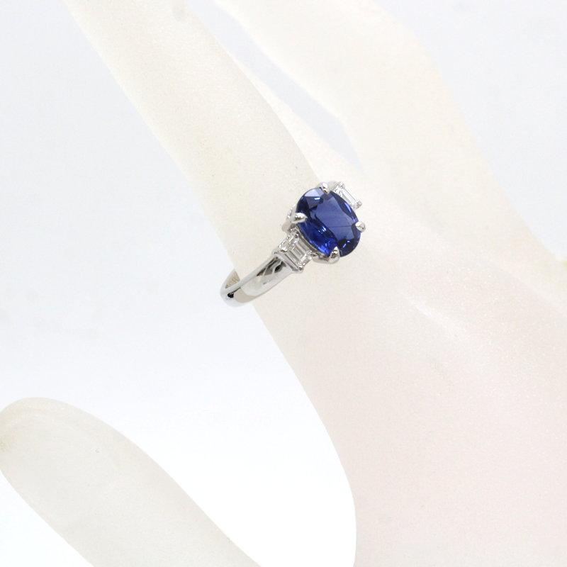 Pt900 サファイアリング ダイヤモンド プラチナ 2.33/0.28ct 13号 約 