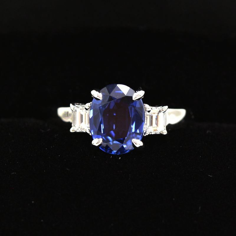 Pt900 サファイアリング ダイヤモンド プラチナ 2.33/0.28ct 13号 約 