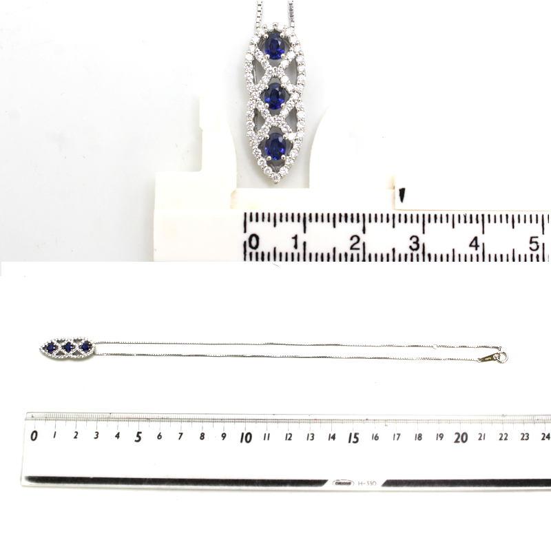 Pt850 Pt900 サファイアネックレス 約39cm ダイヤモンド 1.10ct/0.70ct 