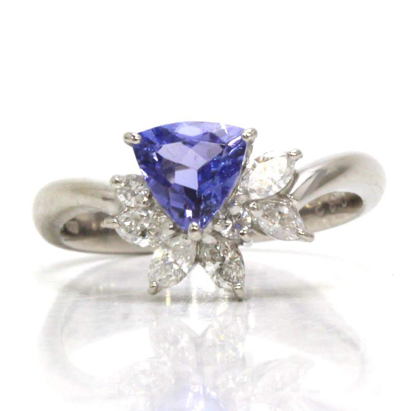 Pt900 タンザナイトリング 10号 0.63ct ダイヤモンド 0.32ct 約4.4g