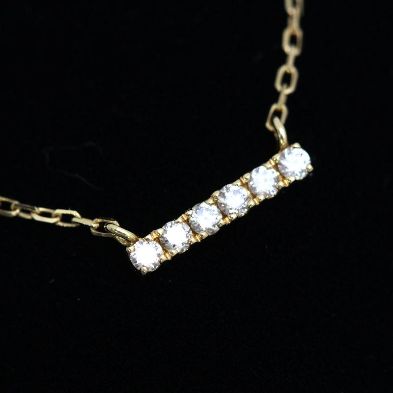 4℃（ヨンドシー） K18ダイヤモンドバーネックレス 18金 イエロー