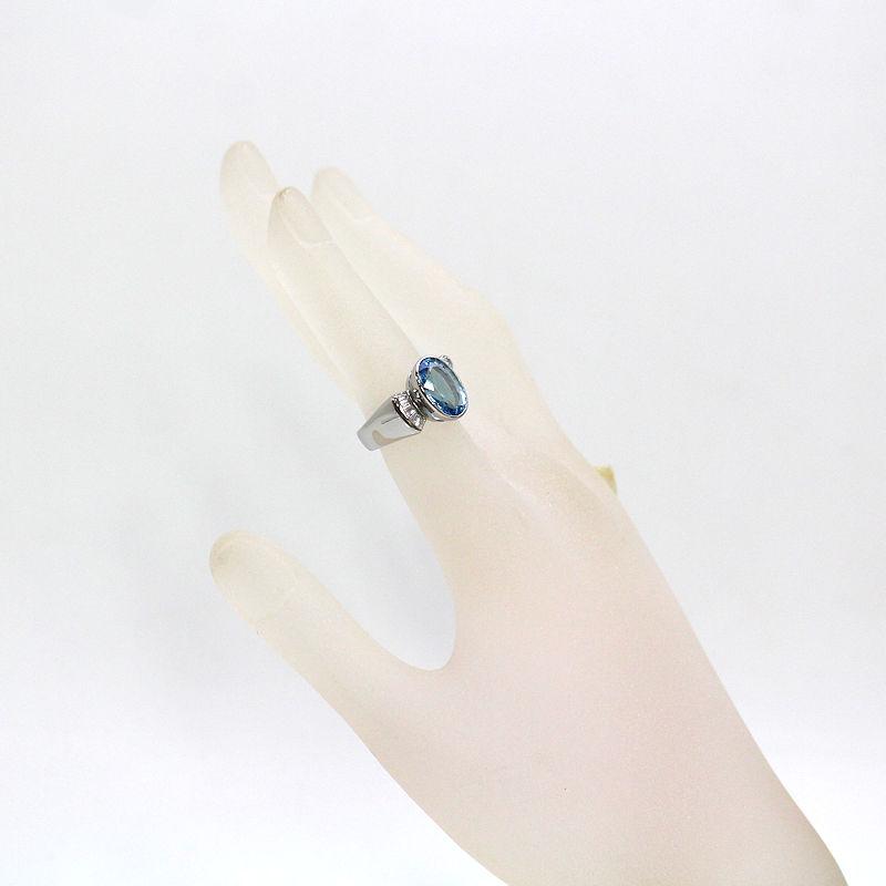 Pt900 アクアマリンリング 11号 3.02ct ダイヤモンド 0.26ct 約