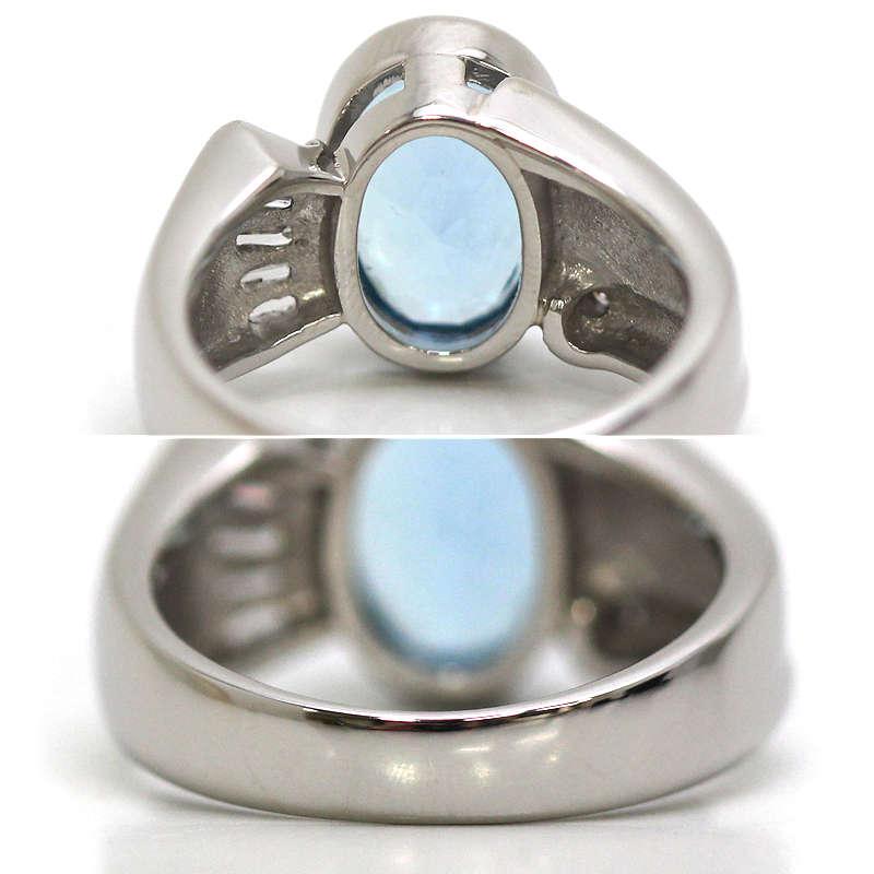 Pt900 アクアマリンリング 11号 3.02ct ダイヤモンド 0.26ct 約11.0g