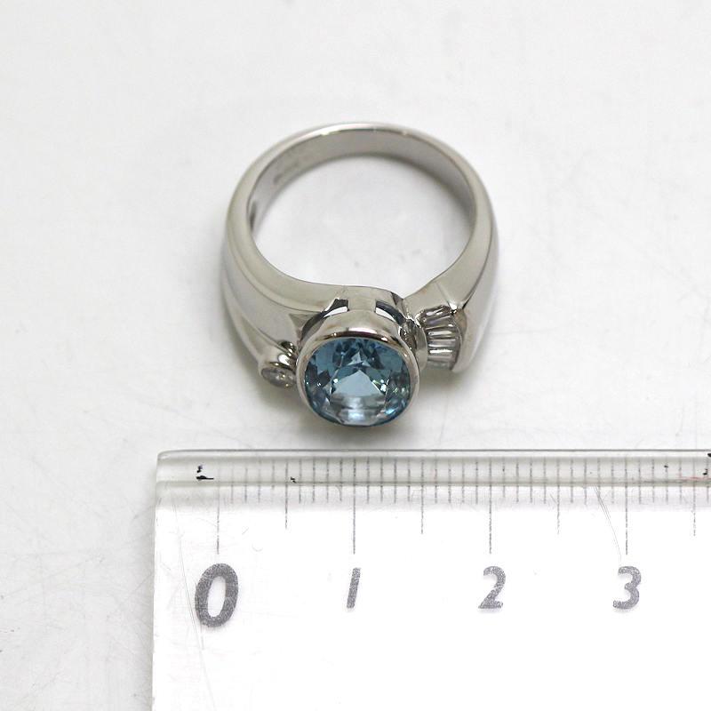 Pt900 アクアマリンリング 11号 3.02ct ダイヤモンド 0.26ct 約11.0g 