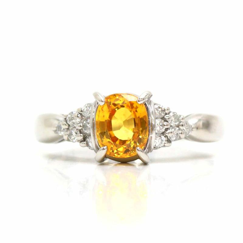 イエローサファイア リング 0.96/0.15ct 10号 Pt900 プラチナ