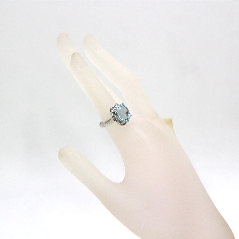 Pt900 アクアマリンリング 11.5号 4.83ct ダイヤモンド 0.06ct 