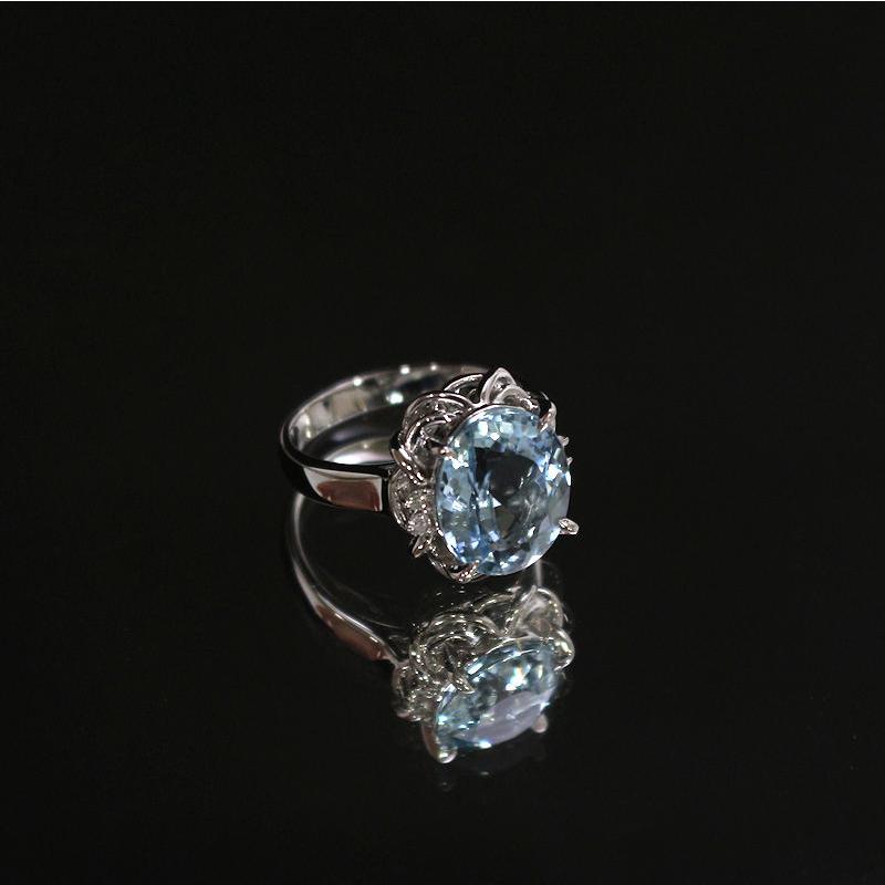 Pt900 アクアマリンリング 11.5号 4.83ct ダイヤモンド 0.06ct 
