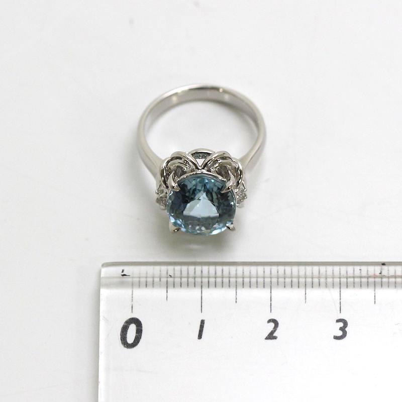Pt900 アクアマリンリング 11.5号 4.83ct ダイヤモンド 0.06ct 