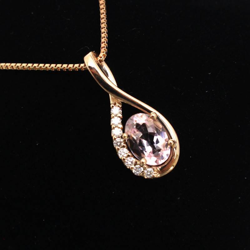 モルガナイトネックレス 0.64ct K18PG ピンクゴールド ネックレス 全長 