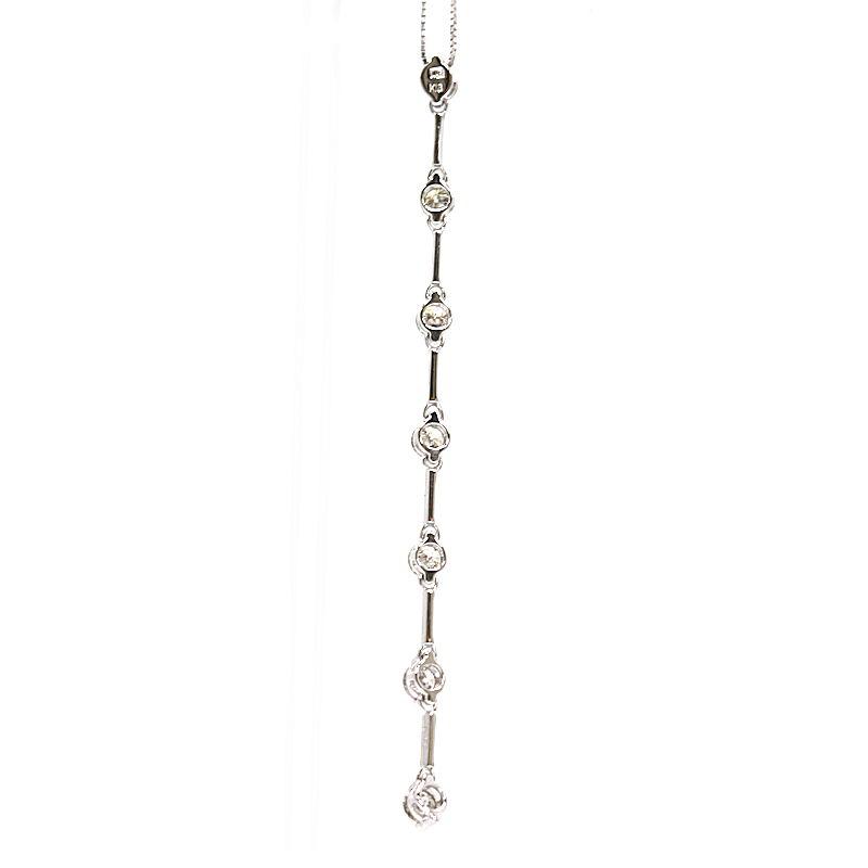 ダイヤ ネックレス K18 WG ホワイトゴールド40cm ダイヤモンドネックレス 7P ダイヤモンド 1.02ct 18金ホワイトゴールド
