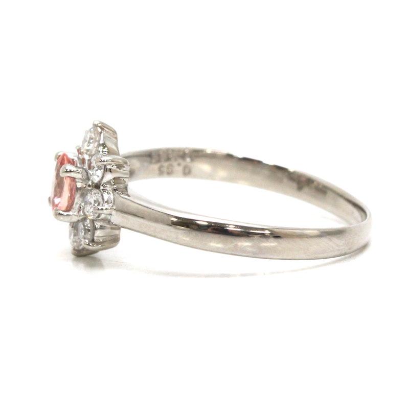 Pt900ピンクサファイアリング ダイヤモンド プラチナ 16号 0.35ct 