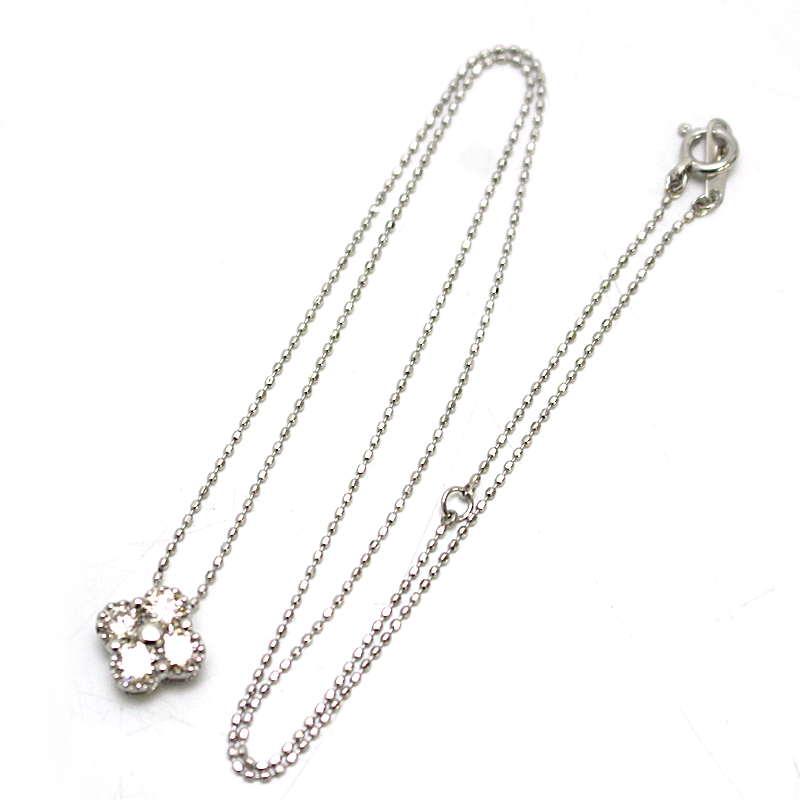 ダイヤモンドフラワーネックレス ダイヤモンド 0.64ct プラチナ Pt850 