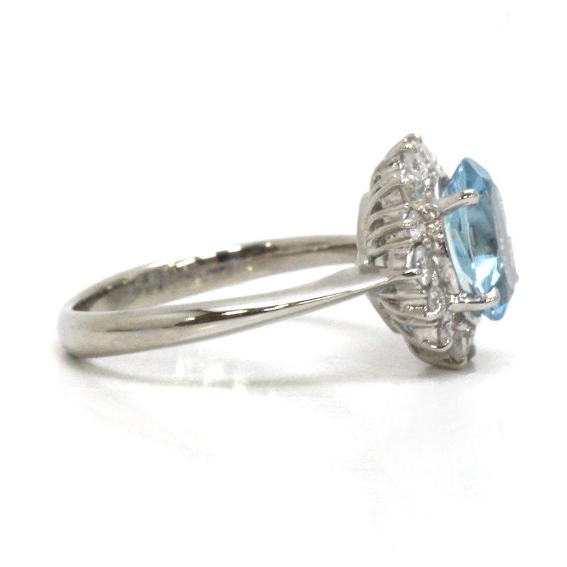 アクアマリンリング Pt900 1.00/0.40ct 7号 約4.0g ダイヤモンド
