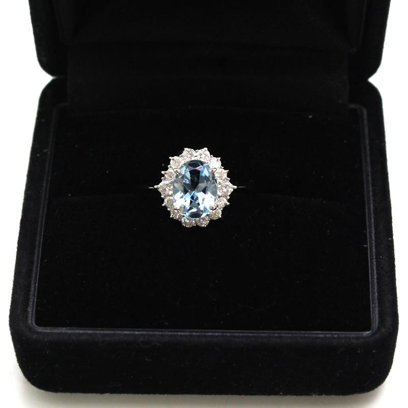 アクアマリンリング Pt900 1.00/0.40ct 7号 約4.0g ダイヤモンド
