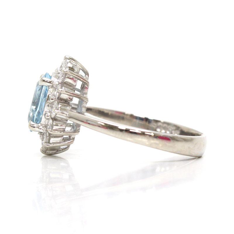 アクアマリンリング Pt900 0.95ct 9号 約4.8g ダイヤモンド プラチナ 