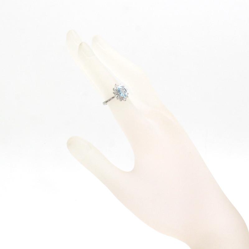 アクアマリンリング Pt900 0.95ct 9号 約4.8g ダイヤモンド プラチナ 