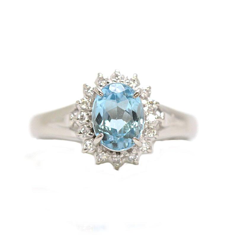 アクアマリンリング 指輪 アクアマリン 1.14ct ダイヤモンド 0.10ct プラチナ Pt900 12号 4.0g 31348 ...