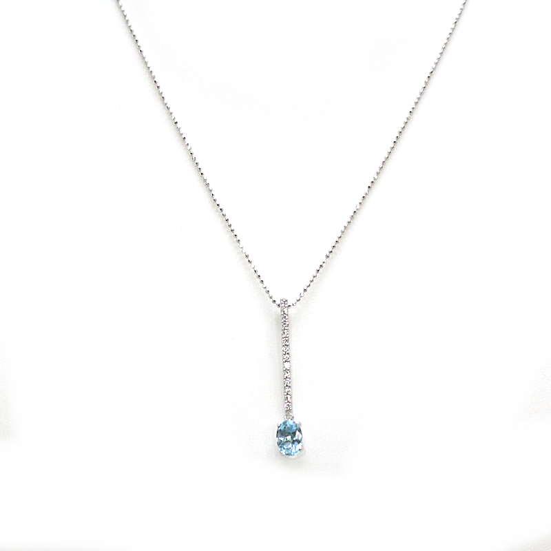 アクアマリンネックレス アクアマリン 1.14ct ダイヤモンド 0.20ct 18 