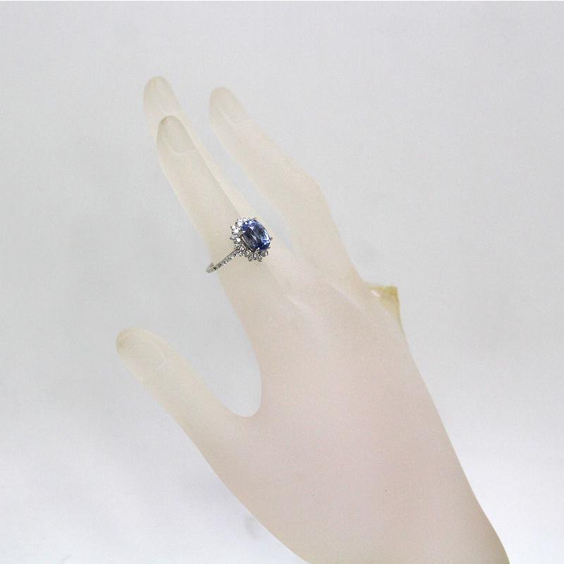Pt900 非加熱サファイア リング 9号 5.06ct ダイヤモンド 0.65ct 約5.4 