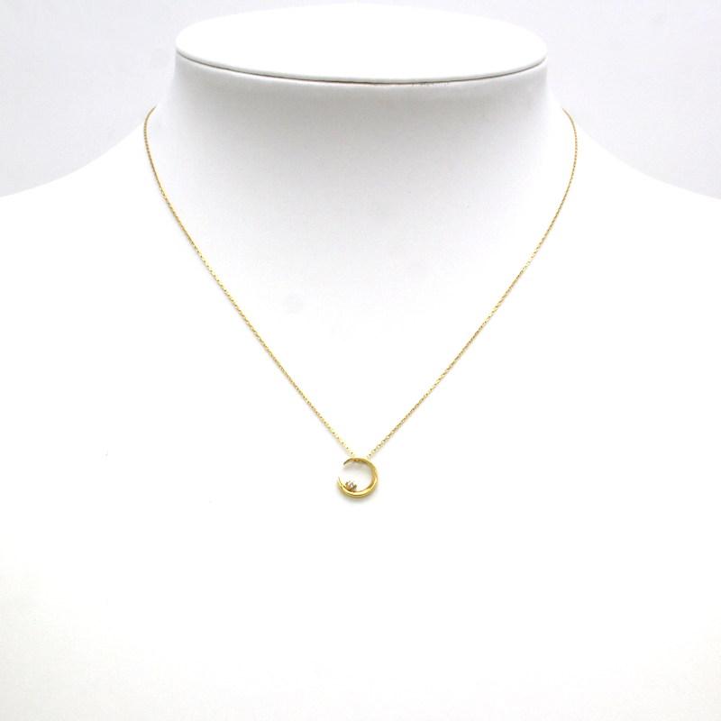 28日まで値下げ　スタージュエリー K18 ゴールドネックレス ダイヤモンド 月 STAR JEWELRY（スタージュエリー） ムーンネックレス ダイヤモンド