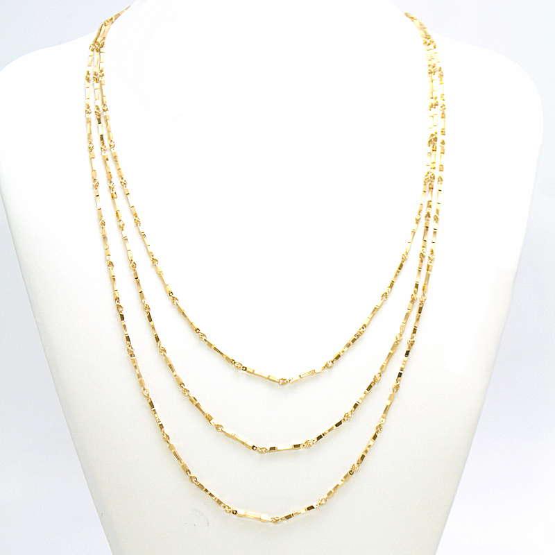 L*e様 k18ゴールド 3連チェーンネックレス デザインチェーンネックレス 3連 18金イエローゴールド K18YG 58cm