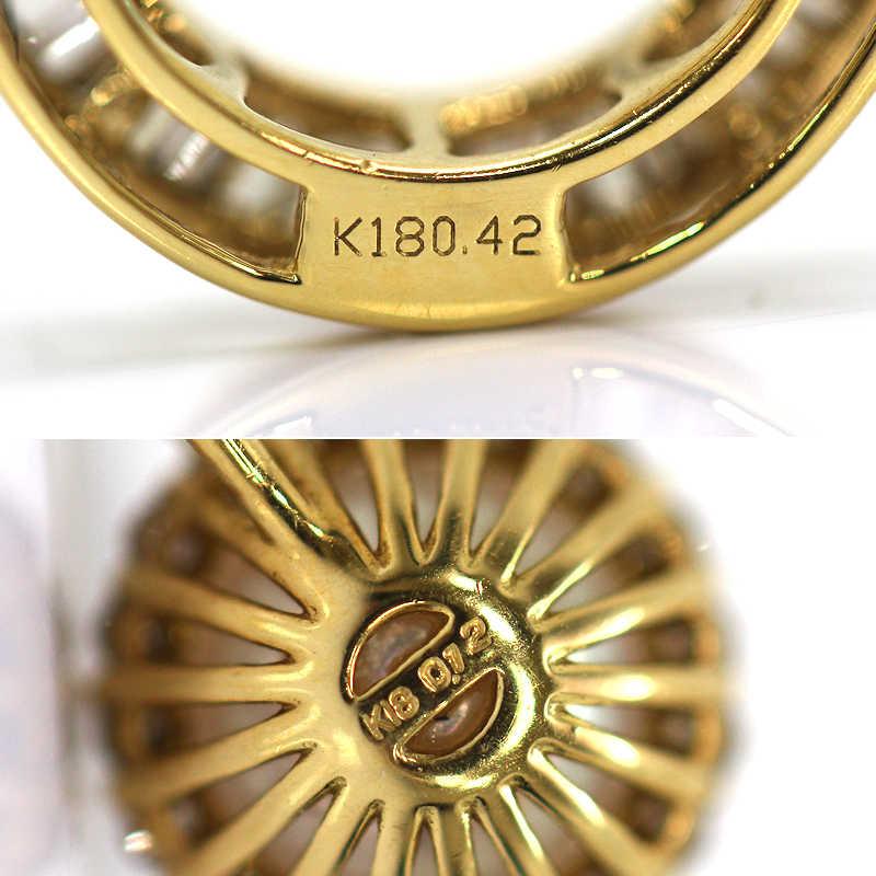 K18 3way馬蹄&パールネックレス 約45cm ダイヤモンド 0.42ct 0.12ct