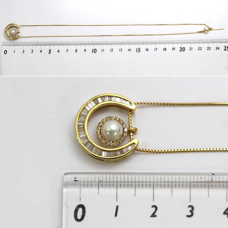 K18 3way馬蹄&パールネックレス 約45cm ダイヤモンド 0.42ct 0.12ct