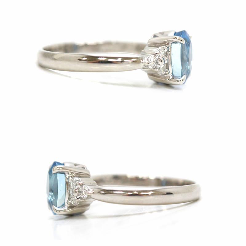 アクアマリンリング 指輪 ダイヤモンド 1.38ct 0.21ct プラチナ Pt900 