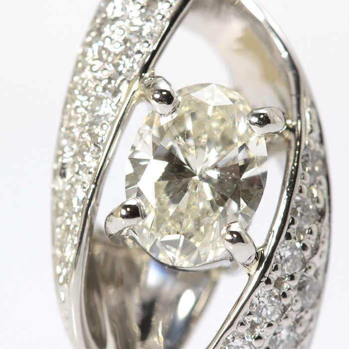 大粒 ダイヤモンド ネックレス 0.704ct/K/SI-2 0.44ct Pt850/900 