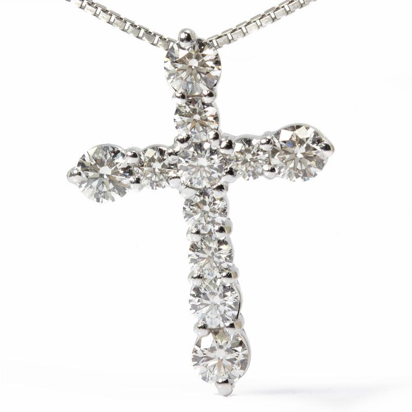 ダイヤモンド クロスモチーフ ネックレス 1.10ct Pt850/900 プラチナ ダイヤモンド クロスモチーフ ネックレス 1.10ct Pt850/900 プラチナ