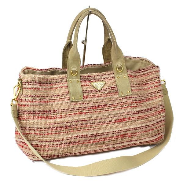 CANAPA PRADA プラダ ツイード カナパトート 2WAYバッグ BN2042 ピンク 