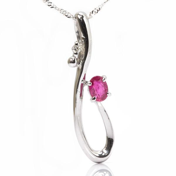 ルビーネックレス 0.23ct K18WG 18金 ホワイトゴールド 40cm 62430 