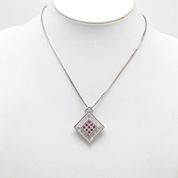 野元愛子 K18WG ブローチ兼ペンダント ルビー 0.60ct ダイヤモンド 