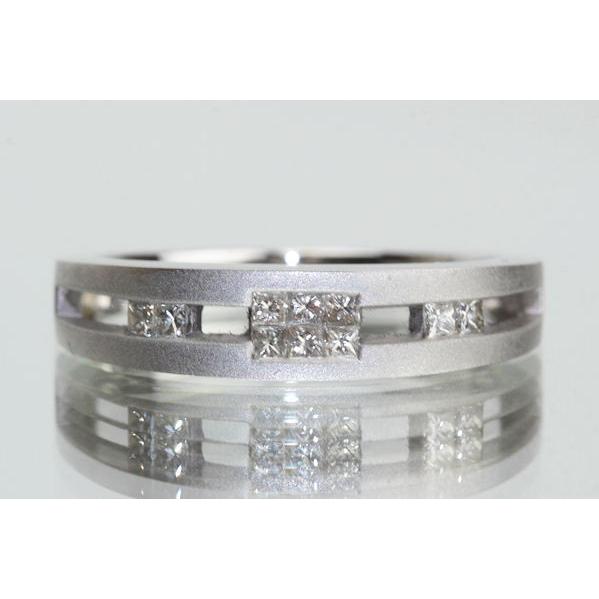 ダイヤモンドリング K18WG 11号 0.20ct モダンデザイン 指輪 18金  