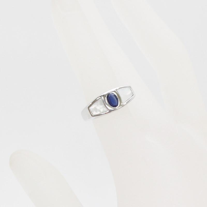 K18WGサファイア＆シェルリング 18金 ホワイトゴールド 0.55ct 約3.9g 