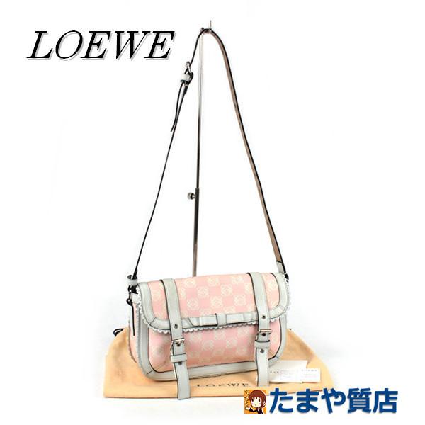 LOEWE ロエベ ショルダーバッグ ピンク 白 アナグラム 70200｜tamaya78