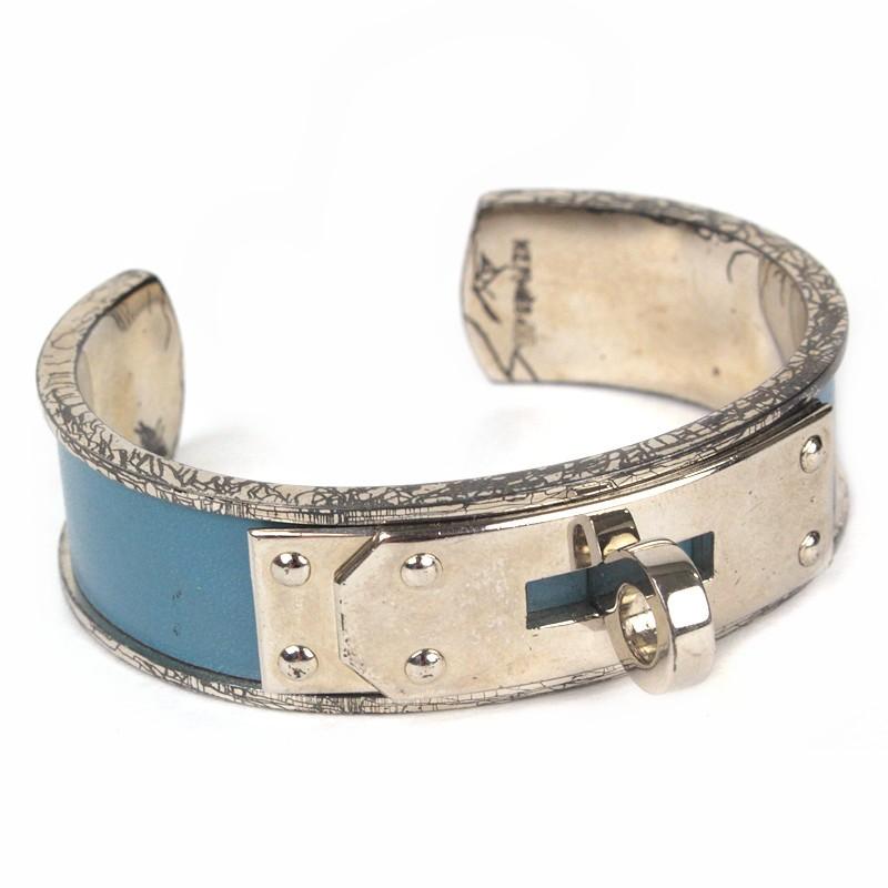 Kelly エルメス ケリーバングル 約15cm ライトブルー×シルバー